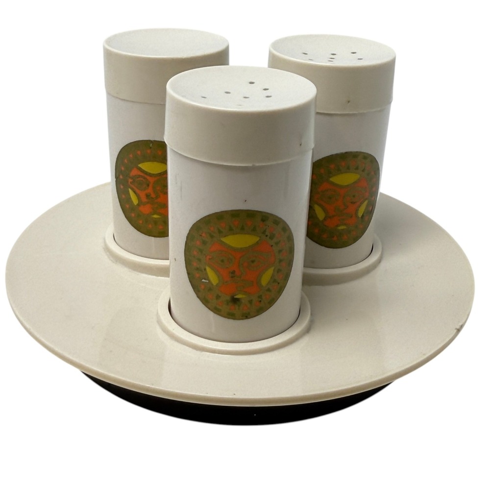 Vintage Loma Industries Rotating Condiment Set Plastic Lazy Susan Spice Shakers